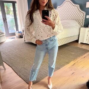 [SOLD] Joie Perci Long Sleeve Cotton Top in White